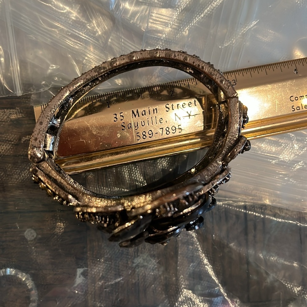 Black Rose Cuffed Bracelet , Large Statement Piece - image 4